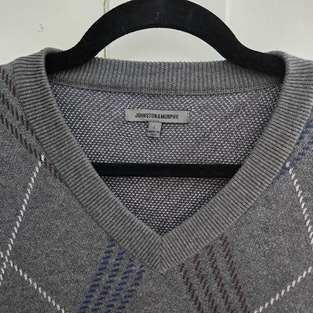 Johnston & Murphy Mens Sweater, Large Classic V-Neck Pullover Pima Cotton Casual - Picture 3 of 10